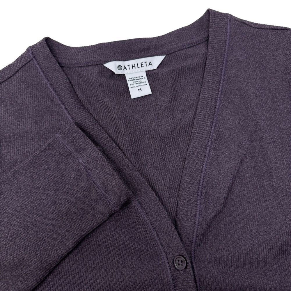 ATHLETA Uptempo Ribbed Henley Top Purple V-Neck Athleisure‎ Workout Medium